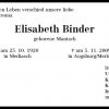 Mantsch Binder Elisabeth 1920-2009 Todesanzeige